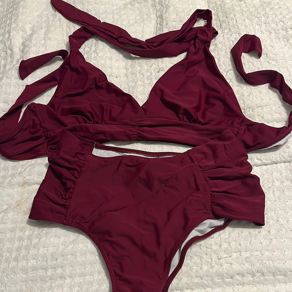 Chic Burgundy Bikini Set
